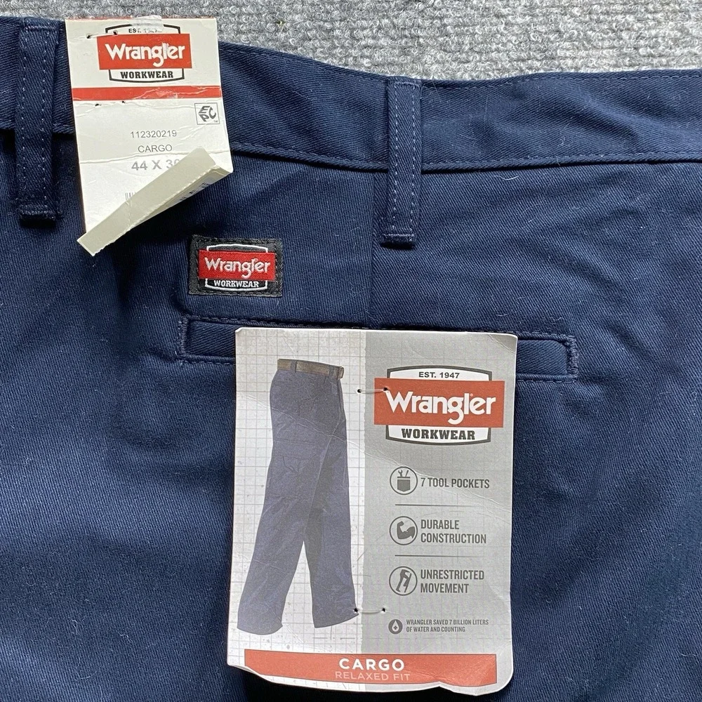 Wrangler Workwear Cargo Pants Mens 44x30 Blue Utility Workwear Industrial Rugged